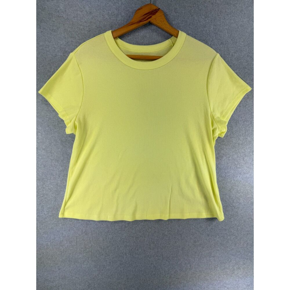 Old Navy Women’s 3X Lime Green Ribbed Short Sleeve Crew Neck Tee 3765